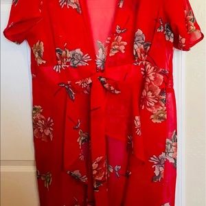 Red floral kimono